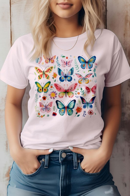 Retro Vintage Butterflies Graphic T-Shirt- 5 Colors