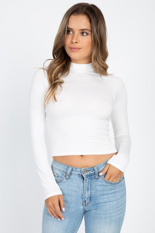 Mock Neck Solid Long Sleeve Top-9 Colors