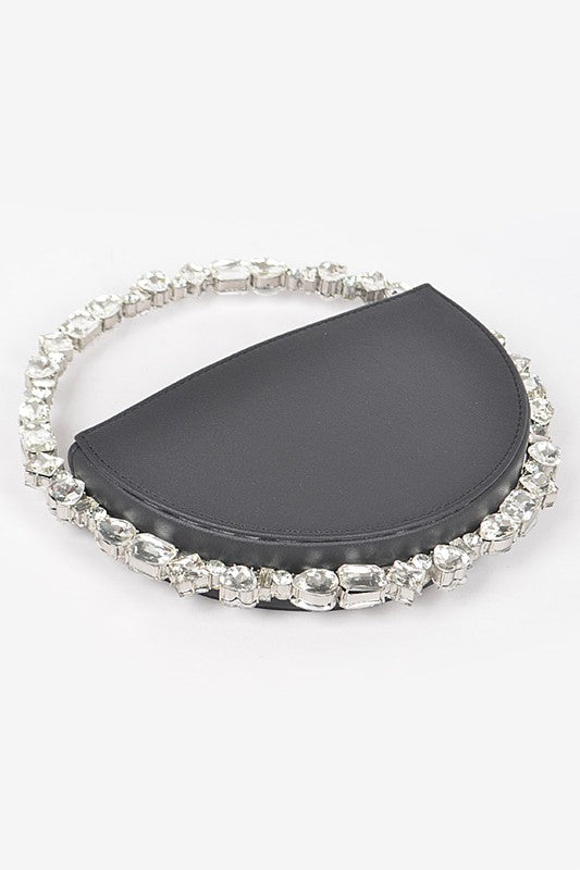 Crystal Handle Metallic Circle Clutch-2 Colors