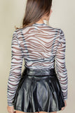 Zebra Print Sexy Sheer Mesh Bodysuit- 2 Colors