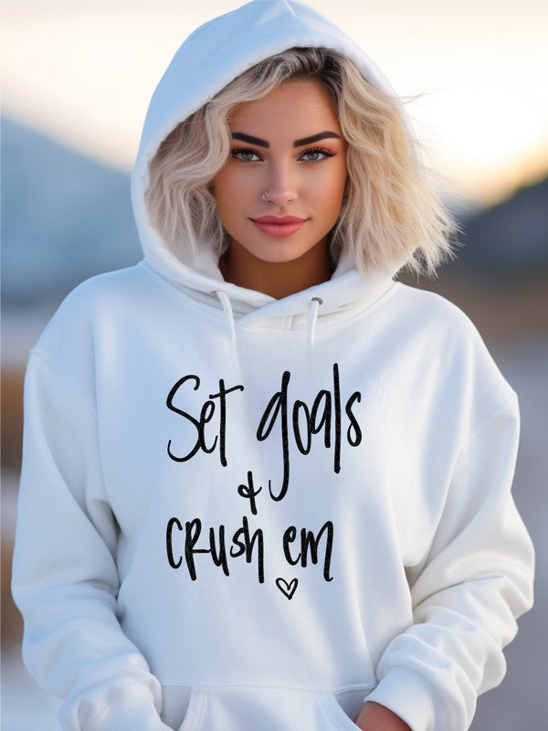 Plus Size Set Goals and Crush Em Graphic Hoodie- 5 Colors