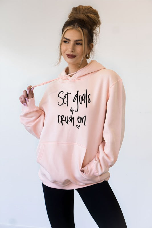 Plus Size Set Goals and Crush Em Graphic Hoodie- 5 Colors