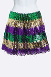 Mardi Gras Sequins Stretchy Skirt