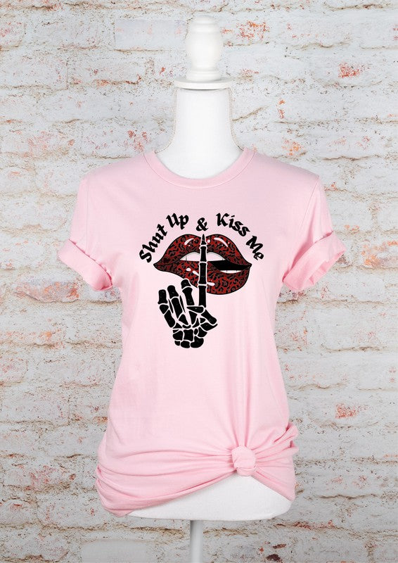 Plus Size "Shut Up and Kiss Me" Graphic Tee-7 Colors