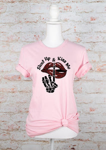 Plus Size "Shut Up and Kiss Me" Graphic Tee-7 Colors