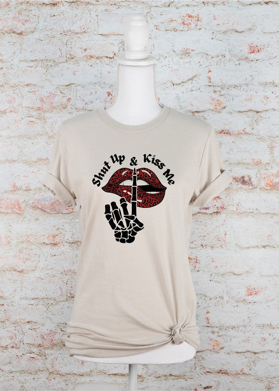 Plus Size "Shut Up and Kiss Me" Graphic Tee-7 Colors
