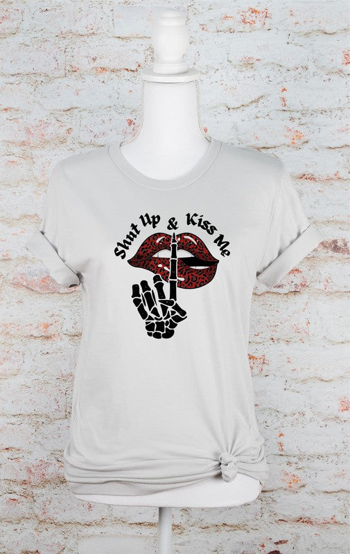 Plus Size "Shut Up and Kiss Me" Graphic Tee-7 Colors
