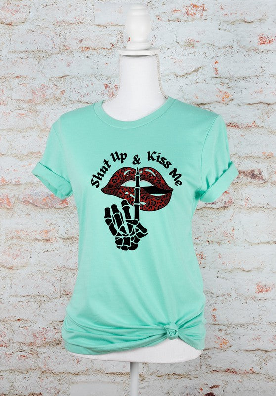 Plus Size "Shut Up and Kiss Me" Graphic Tee-7 Colors