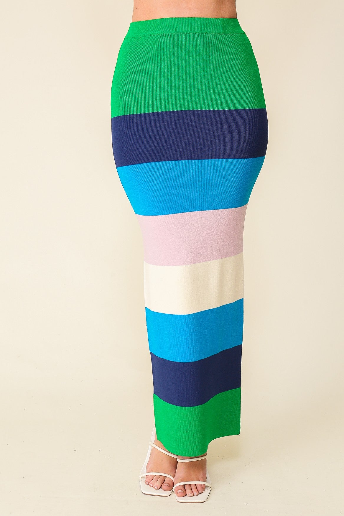 Vibrant Color Multi Striped Color Block Knit Skirt- 4 Colors
