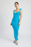 SWEETHEART BODYCON DRESS WITH SLIT-2 COLORS