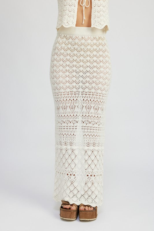 FITTED CROCHET MAXI SKIRT WITH SLIT-2 COLORS