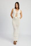 FITTED CROCHET MAXI SKIRT WITH SLIT-2 COLORS