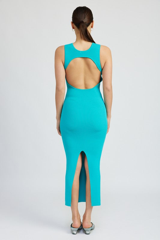 OPEN BACK MAXI KNIT DRESS-2 COLORS