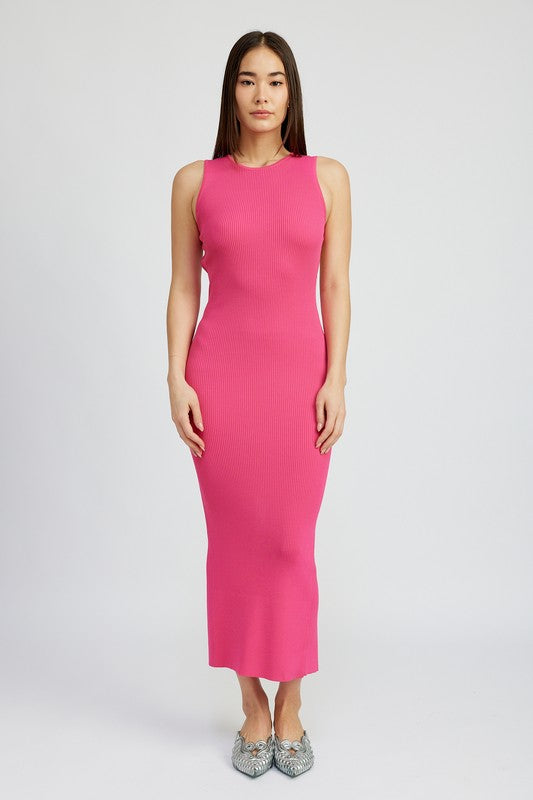 OPEN BACK MAXI KNIT DRESS-2 COLORS