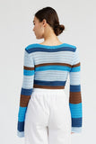 STRIPED CROCHET RUCHED TOP-2 COLORS