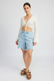 CROCHET BELL SLEEVE TOP WITH FRONT O RING