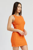 ROUND NECK FITTED MINI DRESS- 2 COLORS