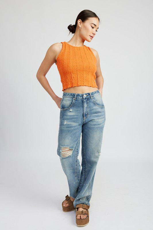 RIB CROPPED TANK TOP-2 COLORS