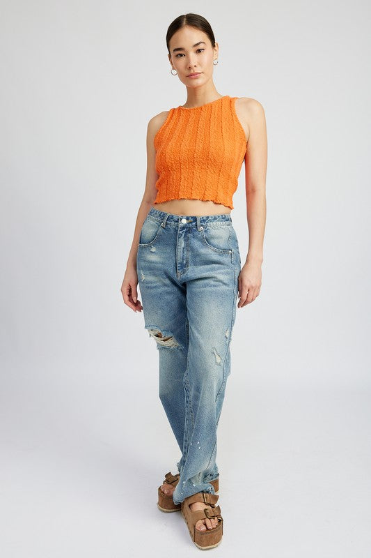RIB CROPPED TANK TOP-2 COLORS