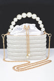 Pearl Handle Rhinestone Statement Bucket Clutch- 2 Colors