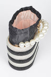 Pearl Handle Rhinestone Statement Bucket Clutch- 2 Colors