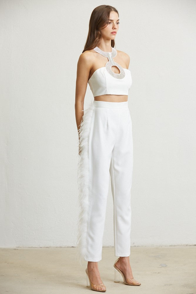 Seeking Attention Pants Set- White