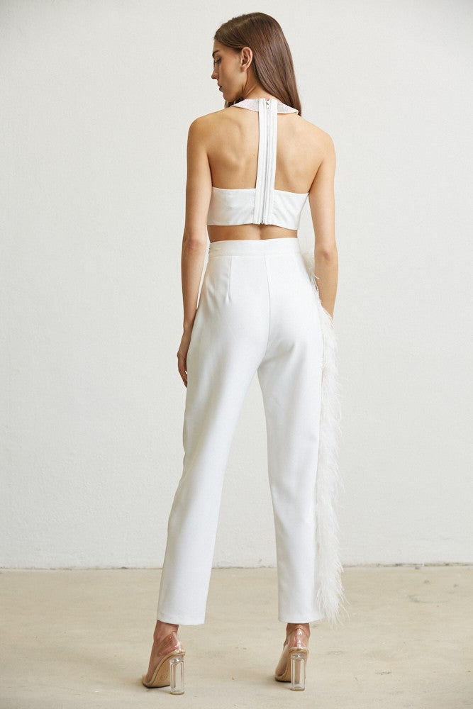 Seeking Attention Pants Set- White