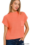 Mock Neck Short Sleeve Cropped Sweater Top-5 Colors