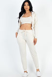 Cropped Cami with Zip-up Jacket and Joggers Set- 8 Colors