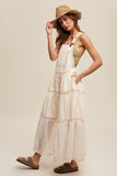 Laced and Tiered Romantic Overall Maxi Dress-2 Colors