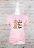 Plus Size "Good Vibes Only" Flower Cup Graphic Tee-3 Colors
