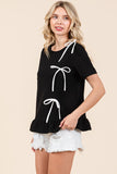 3-Bow Short Sleeve Top