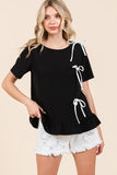 3-Bow Short Sleeve Top