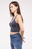 Washed Ribbed Cropped V-Neck Tank Top-4 Colors