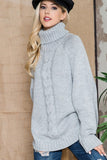 Solid Long Sleeve Turtleneck Sweater Top- Black or Grey