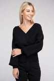 Viscose Cross Wrap Pullover Sweater Top- 4 Colors