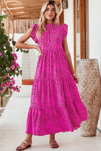 Leopard Print Ruffle Sleeveless Maxi Dress