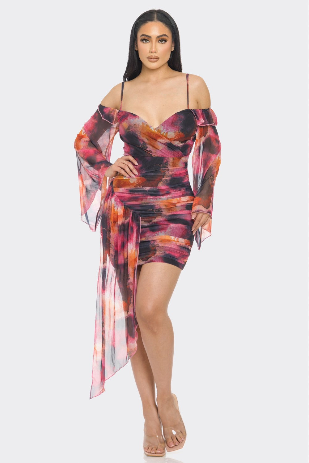 Fairy Mesh Ruched Mini Dress