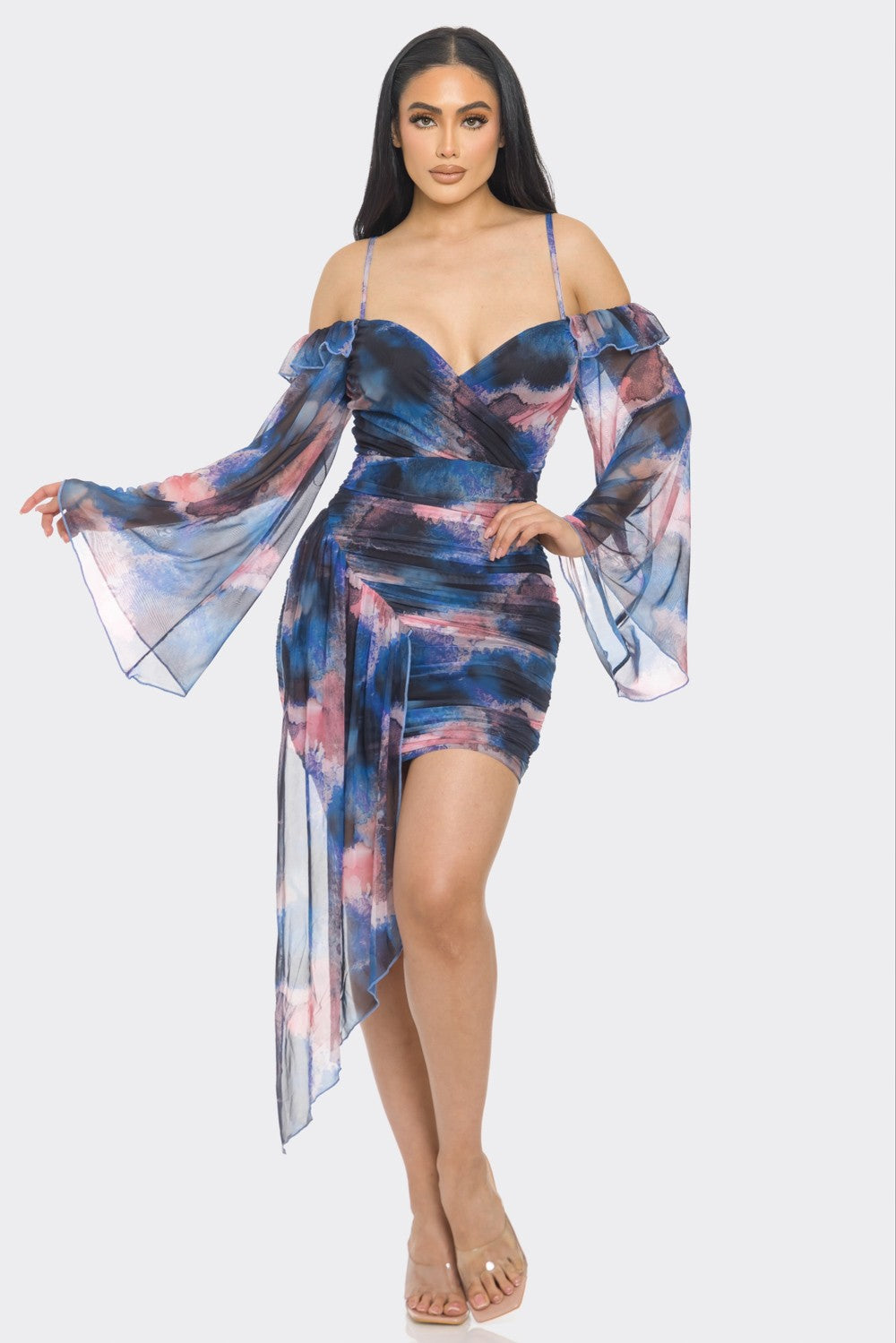 Fairy Mesh Ruched Mini Dress