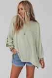 Ribbed Tab Sleeve Oversize Pocket Top-3 Colors