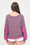 LONG DOLMAN SLEEVE ROUND NECK CASUAL KNIT SWEATER TOP-2 COLORS
