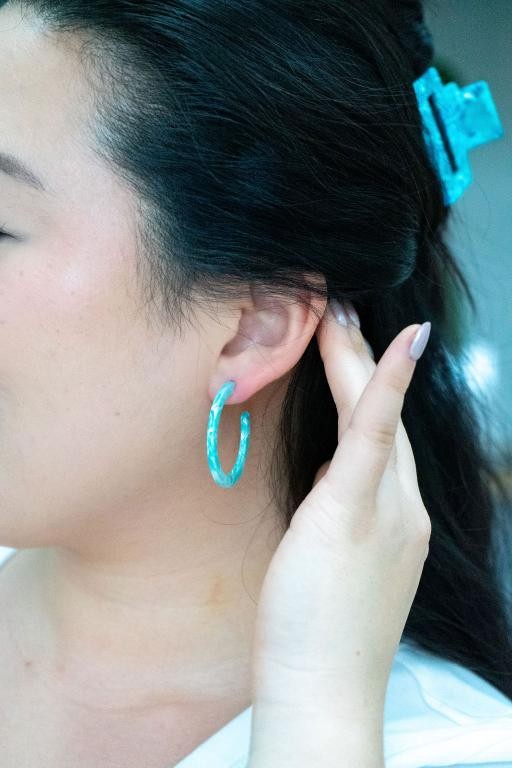 Camy Hoop Earrings- Aquamarine