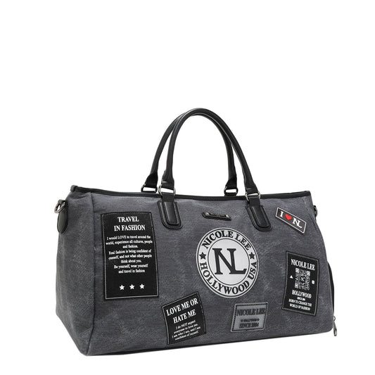 Nicole Lee USA Denim Patch Duffel Bag
