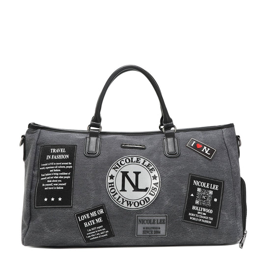 Nicole Lee USA Denim Patch Duffel Bag