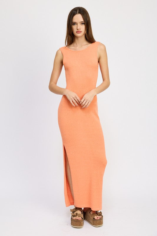 CROCHET MAXI DRESS WITH BACK TIE DETAIL-3 COLORS