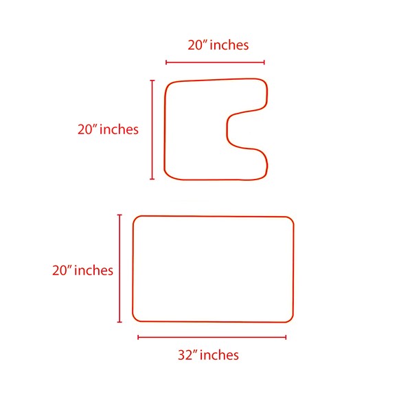 2PC Black Soft Cozy Plush Chenille Bath Mat Set