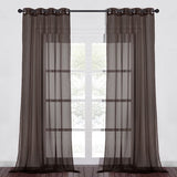 Brown Sheer Window Grommet Curtain Set