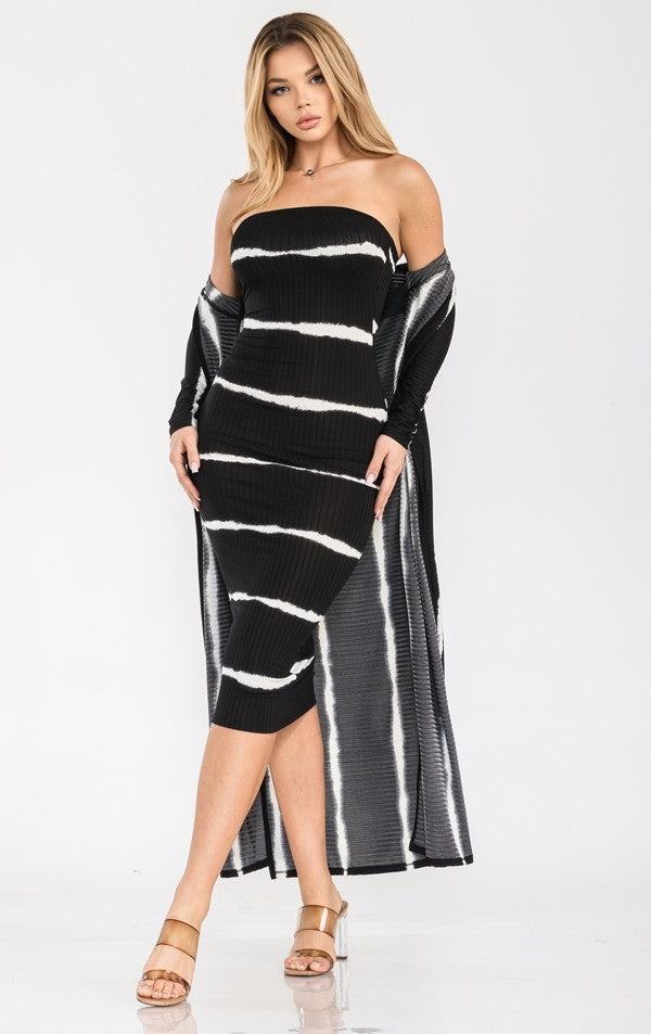 Tie Dye Stripe 2 Piece Tube Dress Set