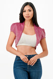 Sparkling Jacquard Cropped Shrug Top- 6 Colors