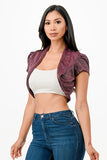 Sparkling Jacquard Cropped Shrug Top- 6 Colors